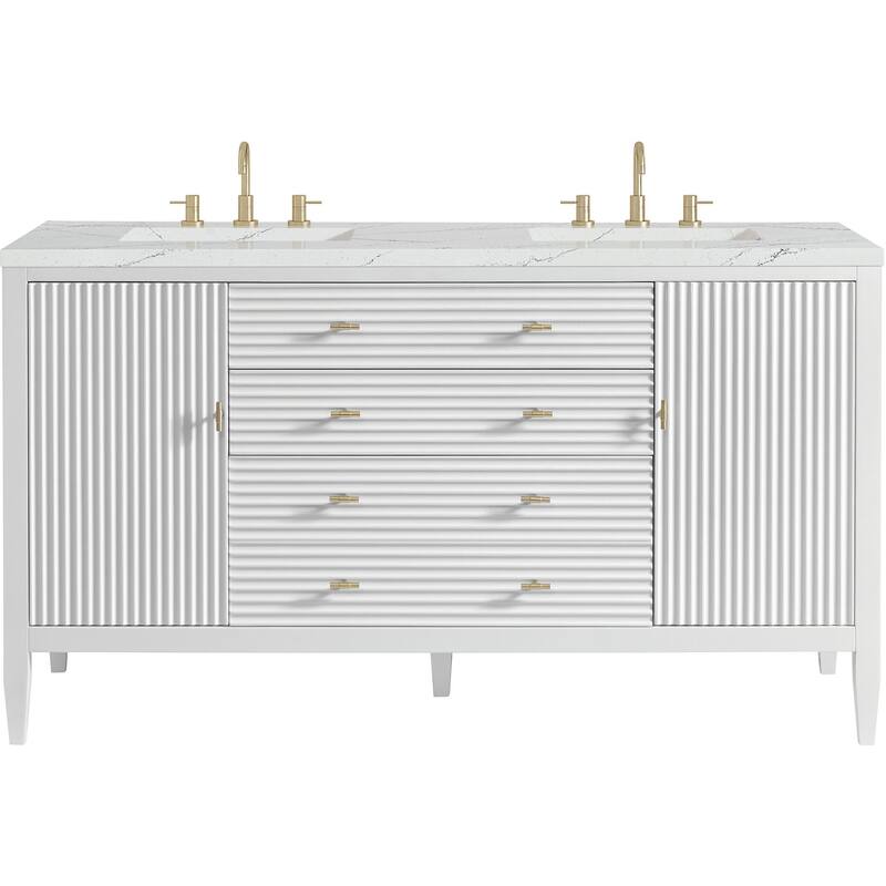 James Martin Vanities 485-V60D-FENC Myrrin 60" Free Standing Double - Bright White