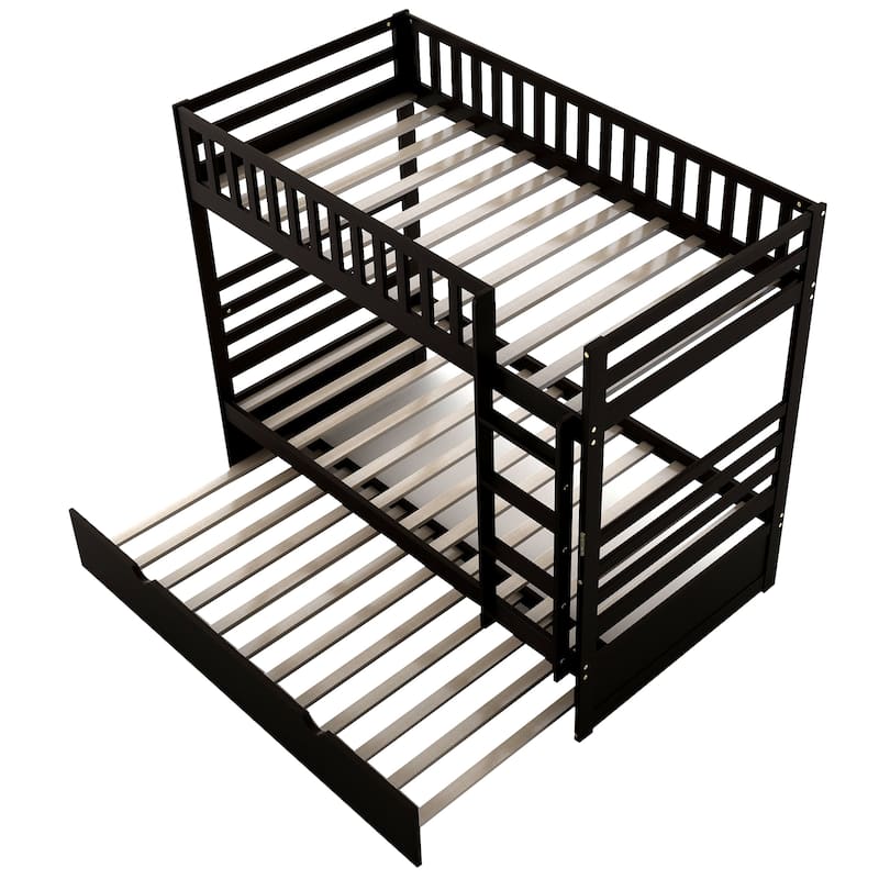 Twin Bunk Bed with Trundle, Bunk Bed Converts Into Two Individual Beds