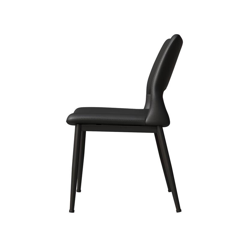 Modern Minimalist PU Leather Dining Chairs Set of 2, Comfortable Backrest Design, Metal Leg Support - 18.8" x 17.3" x 32.5"