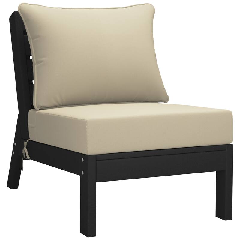 Birchwood All Weather HDPE Outdoor Patio Deep Seating Black Sofa With Cushions (3-Piece)