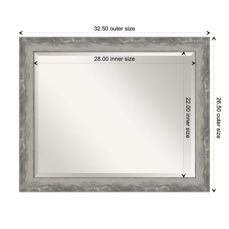Beveled Wall Mirror - Waveline Silver Narrow Frame - Waveline Silver Narrow - 32.5 x 26.5-inch