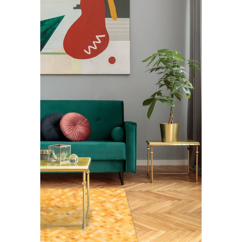 ECARPETGALLERY Handmade Cowhide Patchwork Orange Leather Rug - 5'1 x 8'0