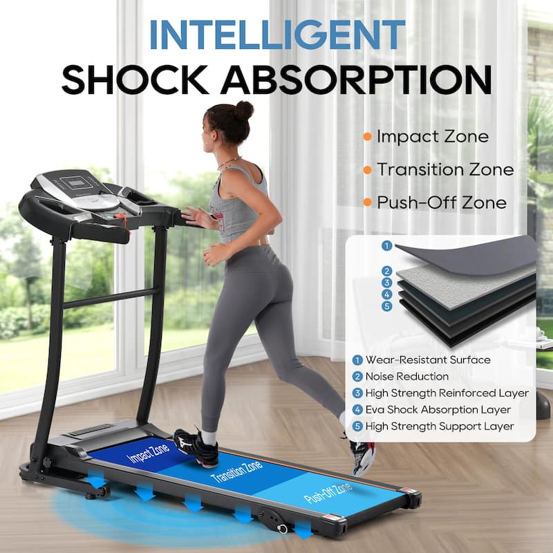 Folding Treadmill with Pulse Sensor, 2.5 HP Quiet Brushless Motor , 7.5 MPH, 300LBS Weight Capacity Walking Jogging Machine