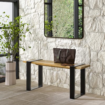 WYNDENHALL Marta SOLID MANGO WOOD 42 inch Wide Industrial Contemporary Bench in Natural - 42 Inches wide