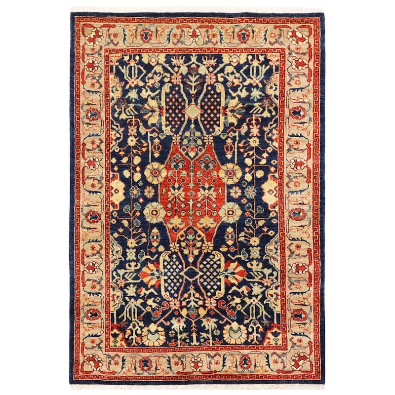 Southwestern Heriz Ziegler Anahi Blue Brown Hand-Knotted Rug - 3'11'' x 6'0''