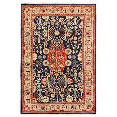 Southwestern Heriz Ziegler Anahi Blue Brown Hand-Knotted Rug - 3'11'' x 6'0''