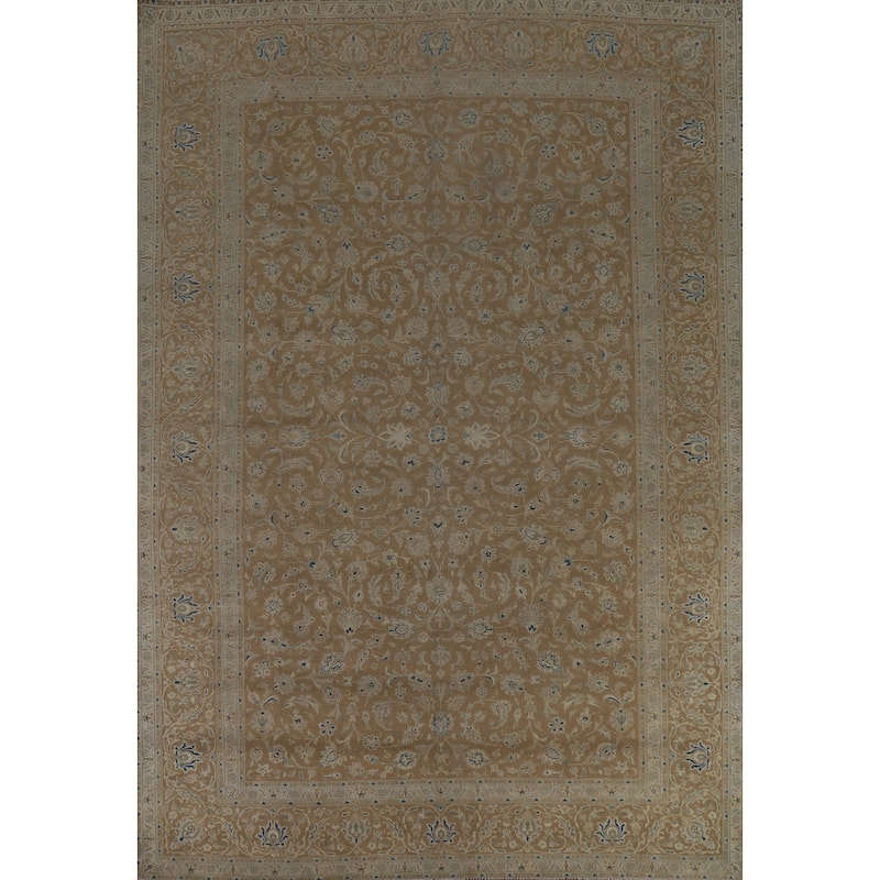 All-Over Floral Kashan Persian Area Rug Handmade Wool Carpet - 9'9" x 13'1"
