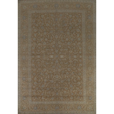 All-Over Floral Kashan Persian Area Rug Handmade Wool Carpet - 9'9" x 13'1"