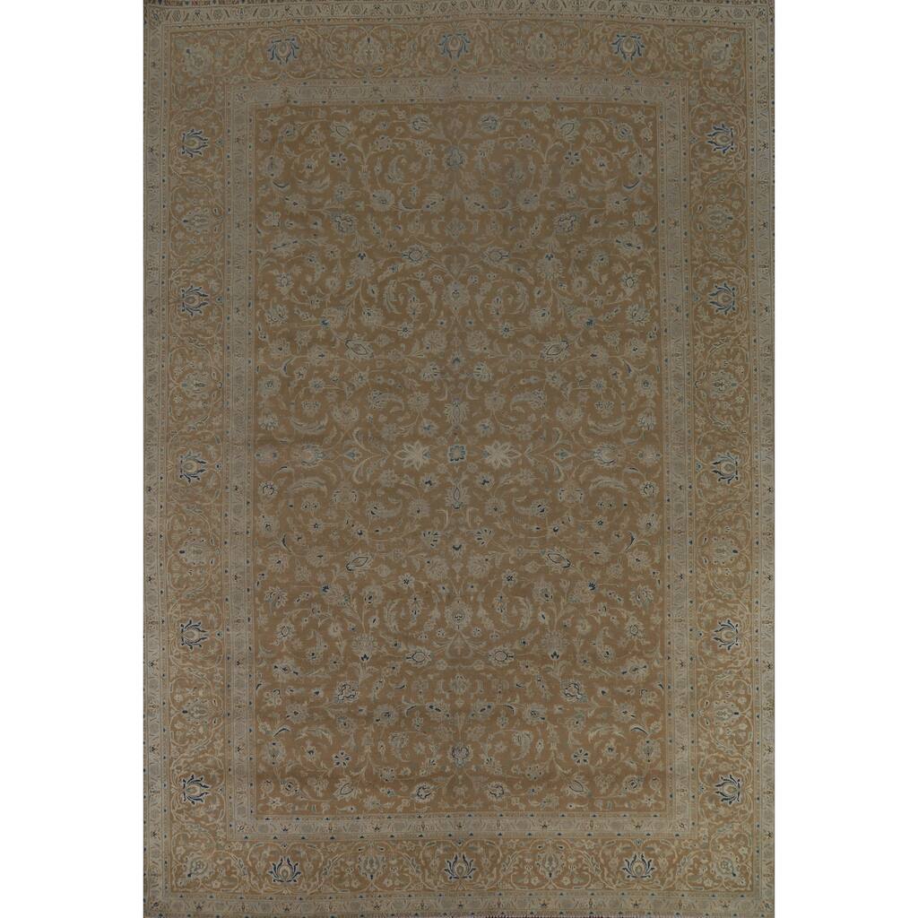 All-Over Floral Kashan Persian Area Rug Handmade Wool Carpet - 9'9" x 13'1"