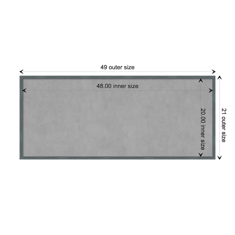Amanti Art Dixie Blue Grey Rustic Narrow Framed Magnetic Board - Board Size 48x20