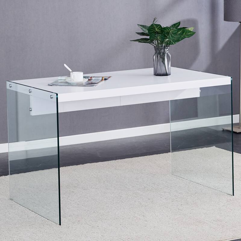 Coffee Table:Made Of Medium Density Fiberboard And Stickers,With Transparent Tempered Glass On Both Sides
