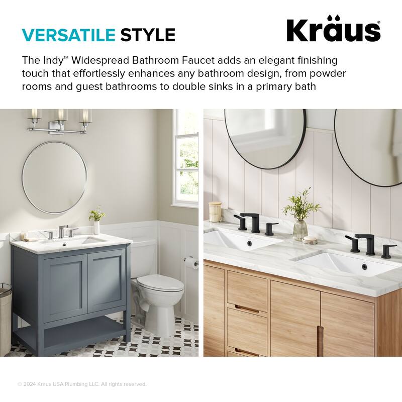Kraus FUS-14103 Indy 1.2 GPM Widespread Bathroom Faucet with Pop-Up
