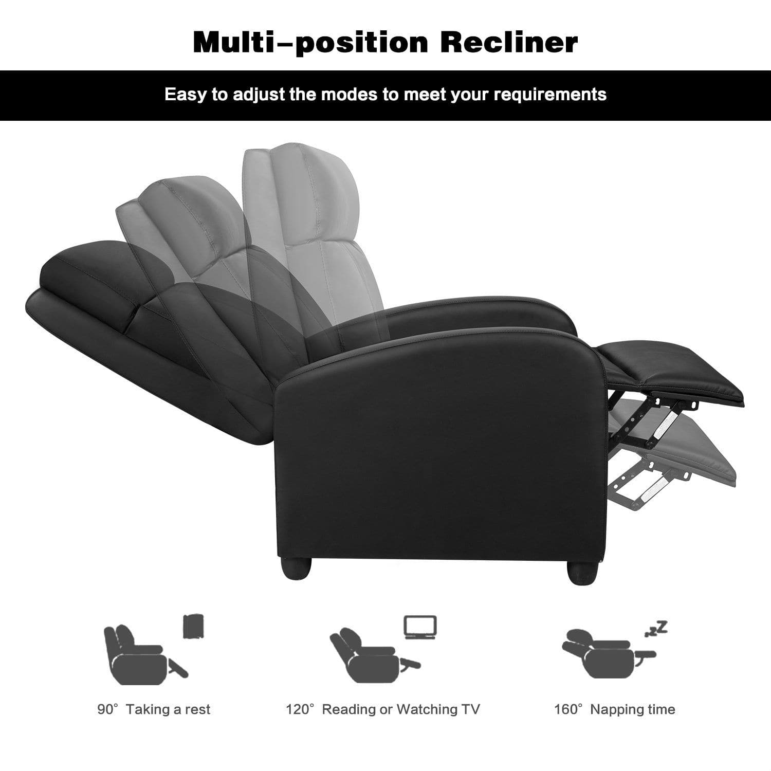 Homall Massage Recliner PU Faux Leather Home Theater Recliner with ...