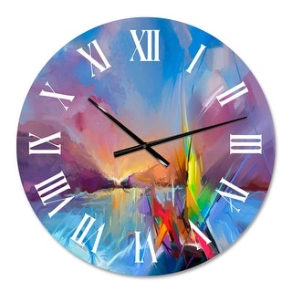 DesignQ Modern Wall Clock 'Waves Epoxy Resin Art V' Large Wall Clock for Living Room Decor