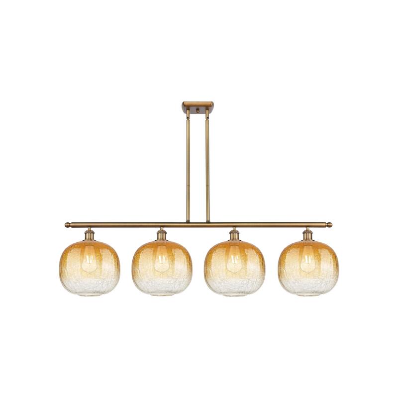 Innovations Lighting Endless Possibilities Ballston - Brookhaven Sphere - 4 Light 49" Stem Hung Island Light - Brushed Brass/Amber