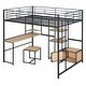preview thumbnail 9 of 38, Full Size Loft Bed with Desk,Stool,Wardrobe,Shelves and Cabinet for Home