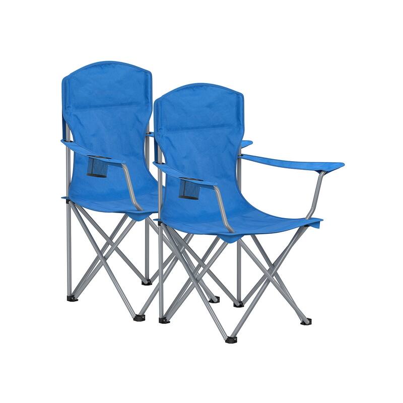 Set of 2 Lightweight Portable Outdoor Folding Camping Chairs with Carry Bags for Hiking or Fishing - 21.3"D x 33.9"W x 38.2"H - Blue