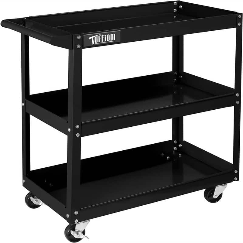 3 Tier Rolling Tool Cart, 330 Lbs Capacity, with Ergonomic Handle - 28.7"D x 14.2"W x 29.1"H