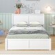 preview thumbnail 11 of 17, Frame Twin Trundle, Wood Full Size Platform Bed w/ Pull Out Twin Trundle Bed & Storage Shelves Headboard, No Box Spring Needed