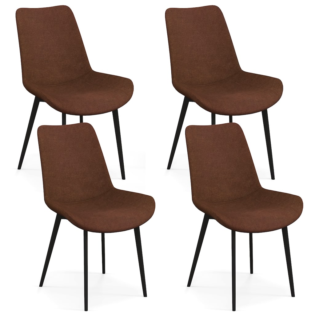 Gymax Dining Chair Set of 4 w/ Metal Legs Padded Seats & Backs for