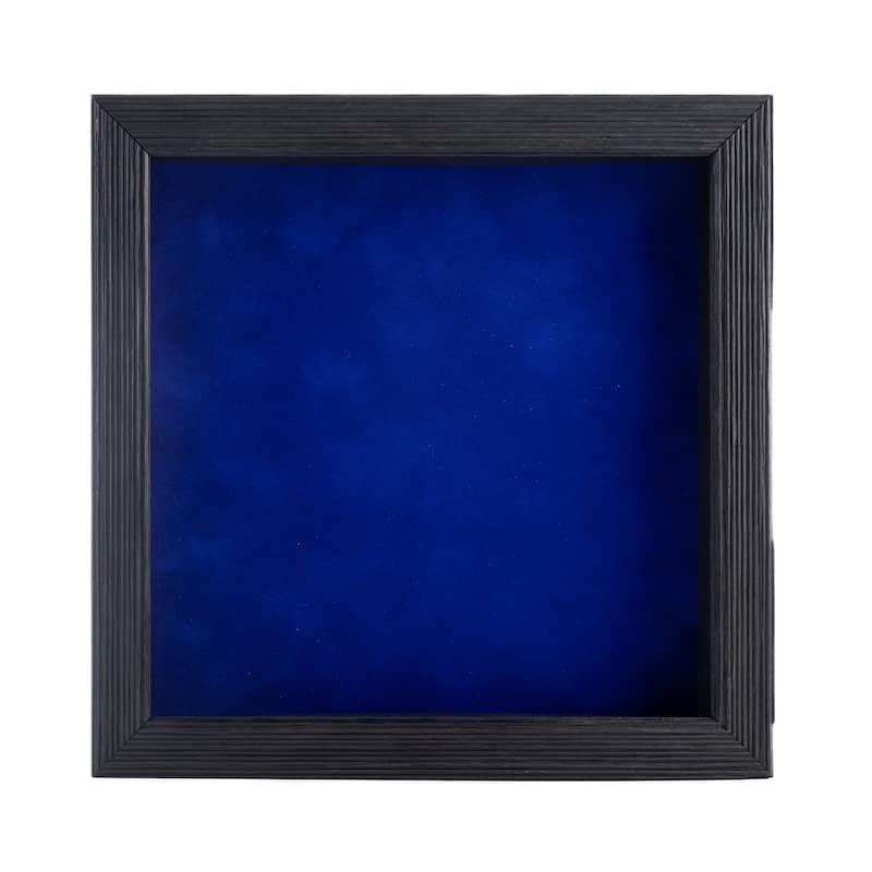 20x20 Shadow Box Frame Barnwood Black Wood | With a 1" Usable Display Depth | Includes a Royal Blue Real Suede Texture Acid-Free