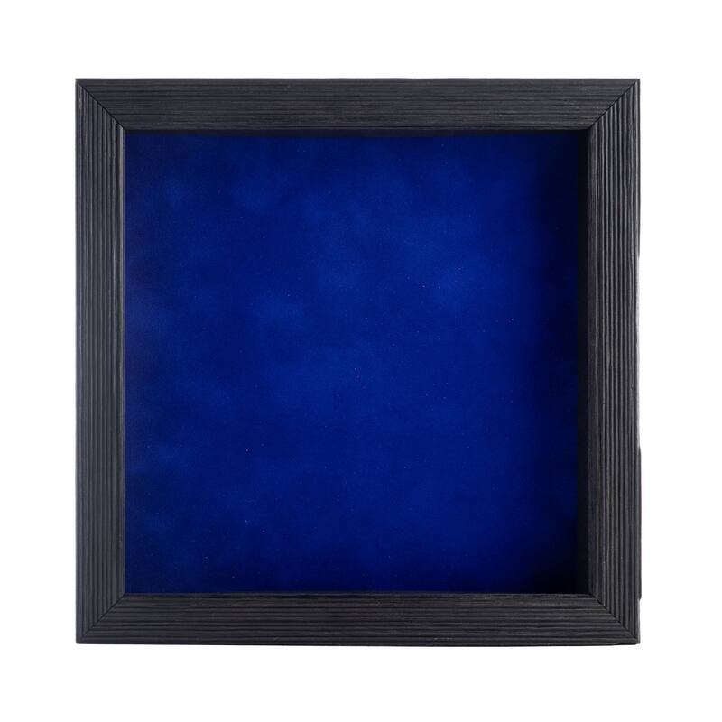 6x6 Shadow Box Frame Barnwood Black Wood | With a 1" Usable Display Depth | Includes a Royal Blue Real Suede Texture Acid-Free