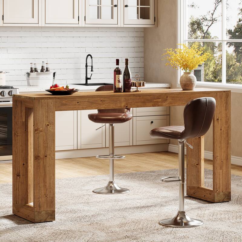 63-Inch Wood Bar Table - Brown