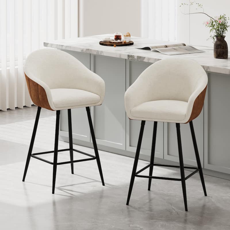 Christopher Knight Home - Blake 26.5" Modern Counter Height Stools with Cushioned Seats and Sleek Metal Legs - Brown