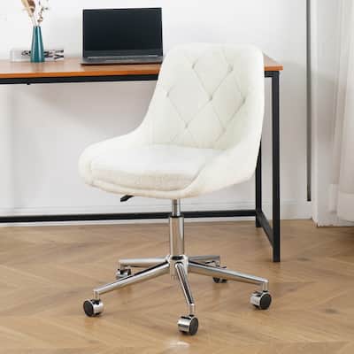 Beige Teddy 22.3" Tufted Accent Chair with Chrome Legs