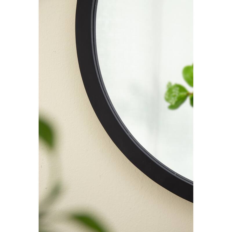 20" x 20" Circle Wall Mirror with Wooden Frame and Black Finish