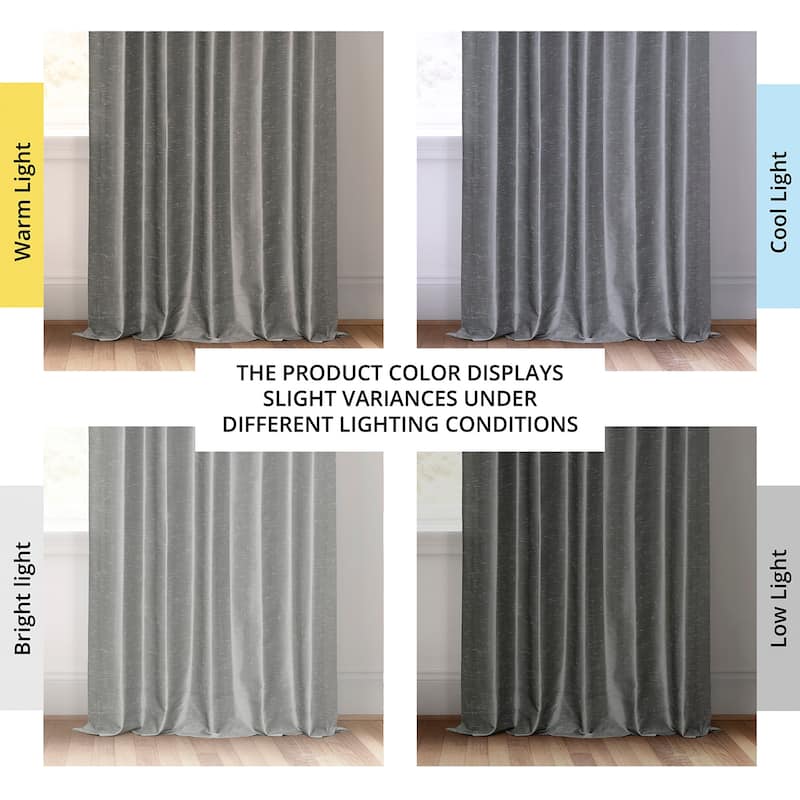 Exclusive Fabric Storm Grey Faux Textured Dupioni Silk Curtains (1 Panel)