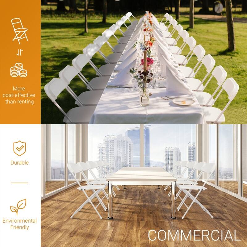 4 Pack Plastic Folding Chair Event Chair Indoor Outdoor Steel Frame Portable Stackable Commercial Chairs
