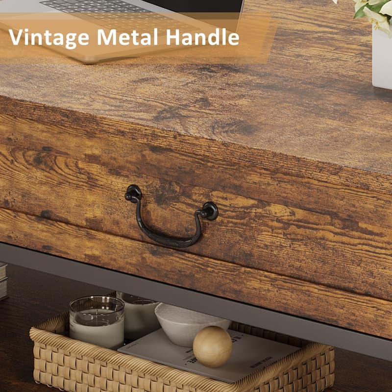 41" Coffee Table with 2 Storage Drawers, Rustic Coffee Tables