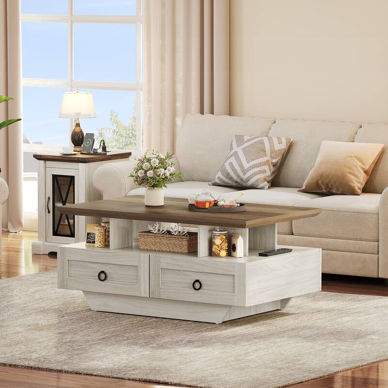 Moasis Modern Coffee Table with Storage High Glossy LED for Living Room