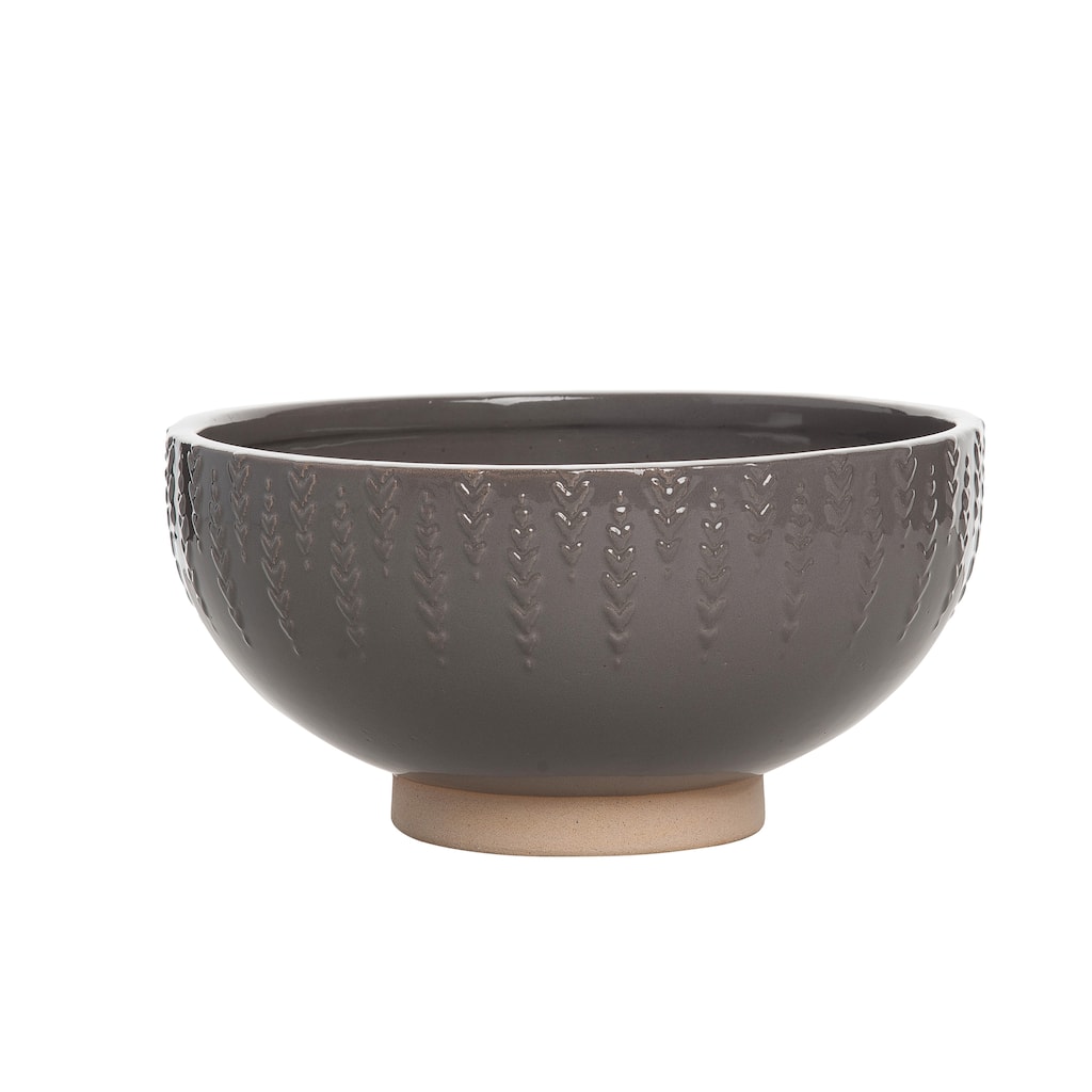 Transpac Stoneware 9.25 in. Brown Autumn Floral Common Ground Bowl