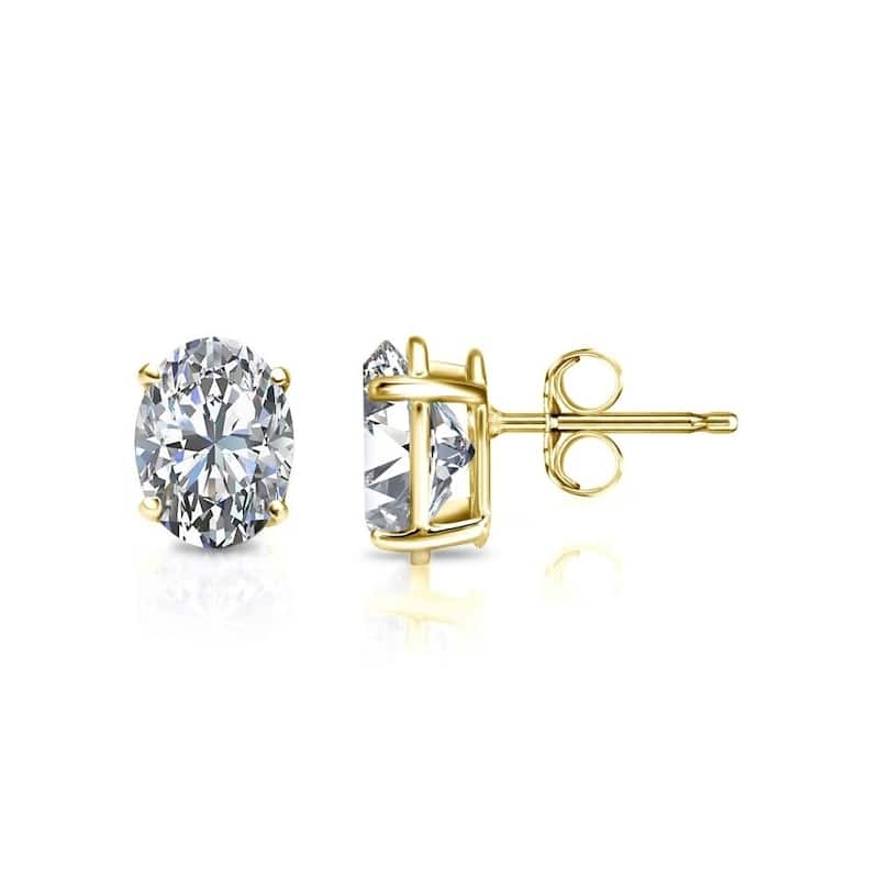 Auriya 2ctw Oval Diamond Stud Earrings 14k Gold (G-H, SI1-SI2) - Yellow