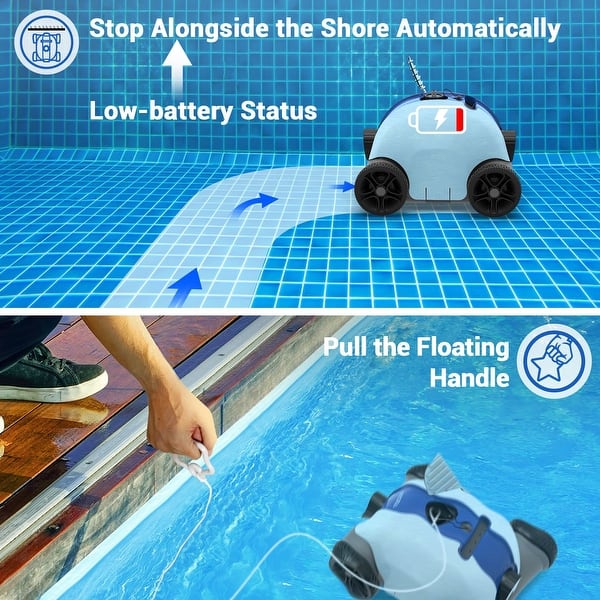 Cordless Robotic Pool Cleaner - Automatic Pool Vacuum Robot with Wall Climbing