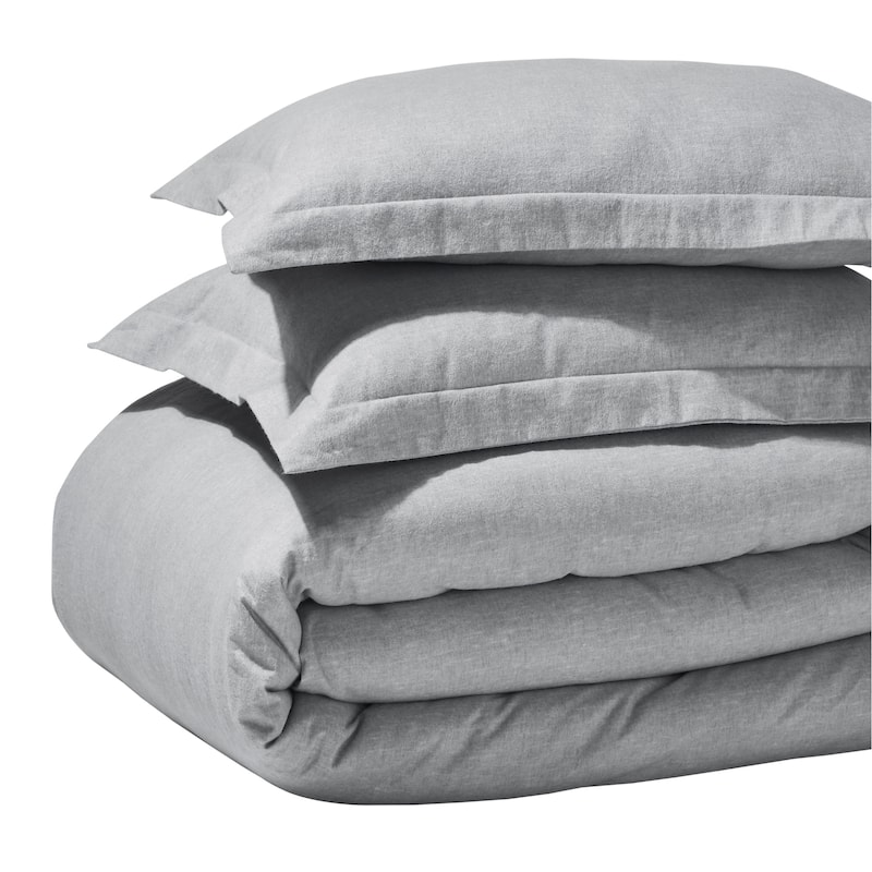 Superior Melange Flannel Cotton Two-Toned Brushed Duvet Cover Set