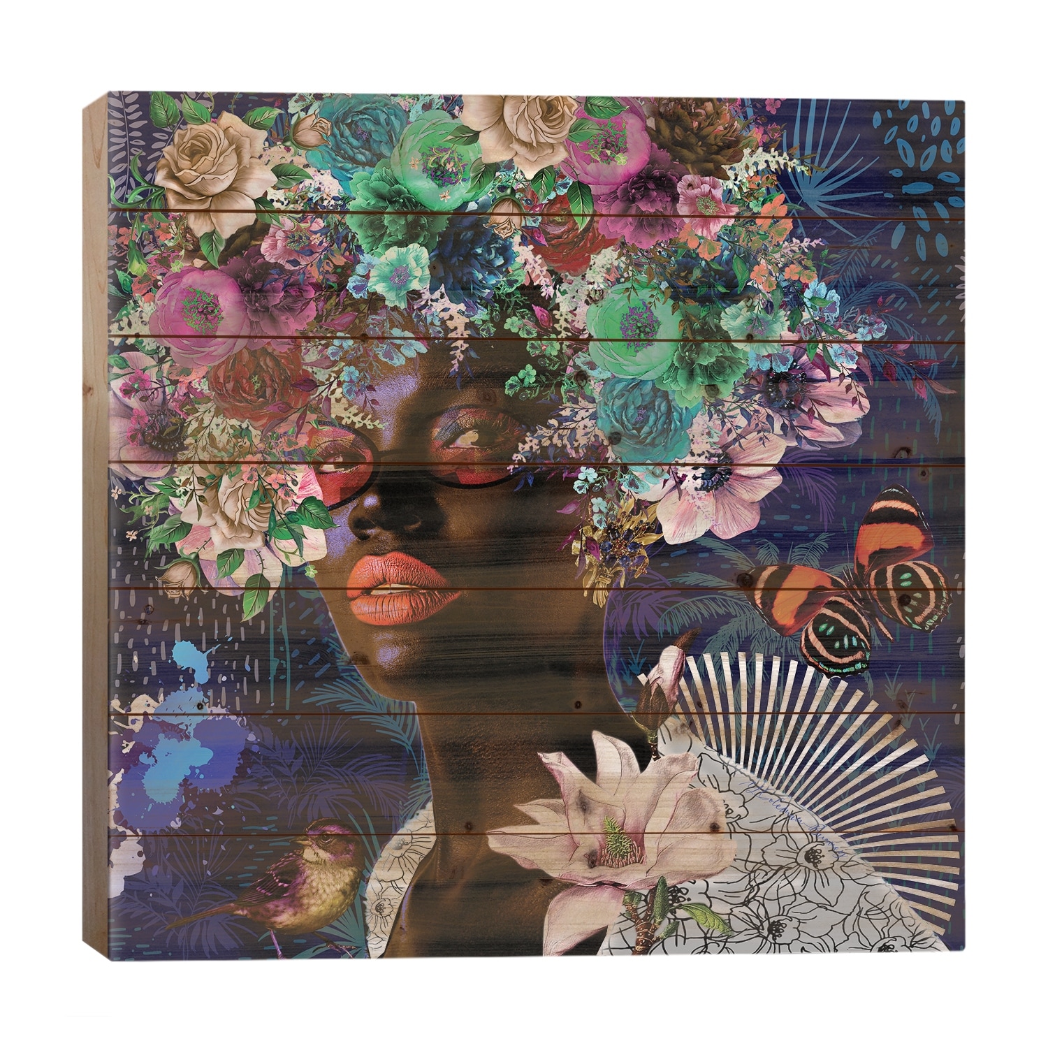 Women In Bloom - Colors of Freedom Print On Wood by Yvonne Coleman Burney - Multi-Color