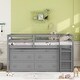 preview thumbnail 1 of 34, Twin Loft Bed with Retractable Desk, 4 Drawers & Shelves, Space-Saving - Grey Grey
