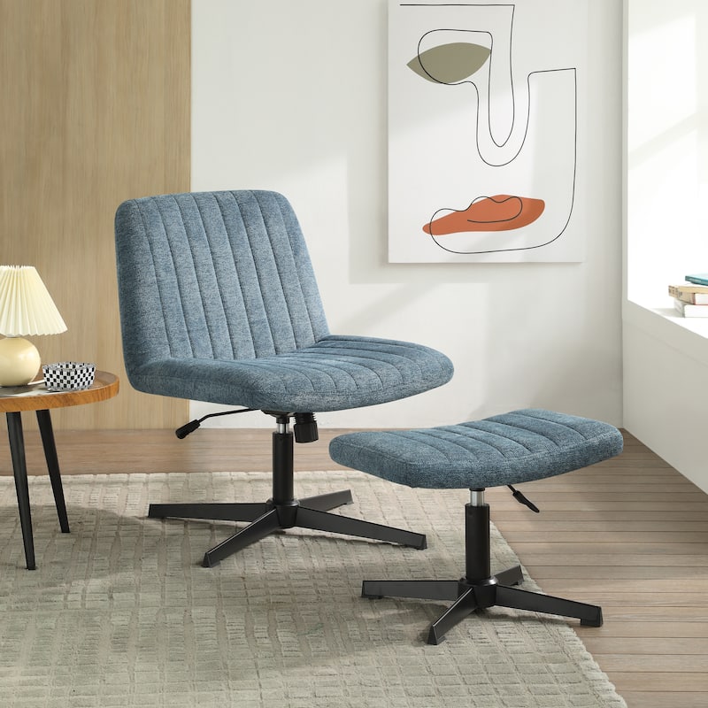 Art Leon Swivel and Adjustable Accent Chair with Ottoman