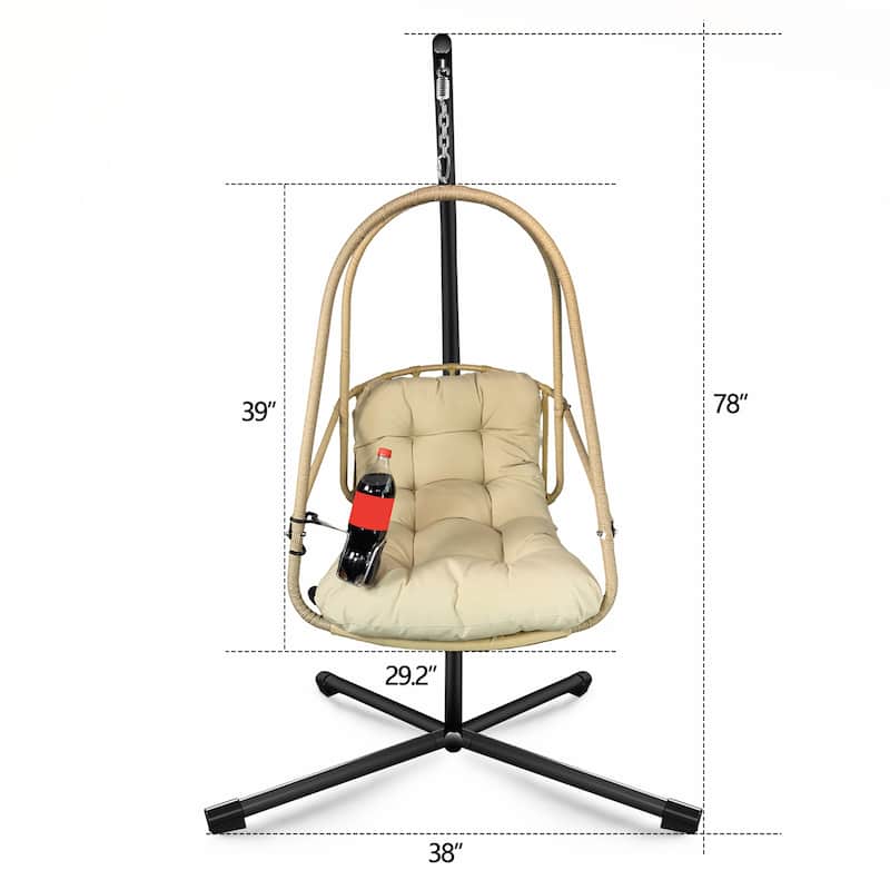 Swing Egg Chair with Cushion and Cup Holder for Indoor and Outdoor Use