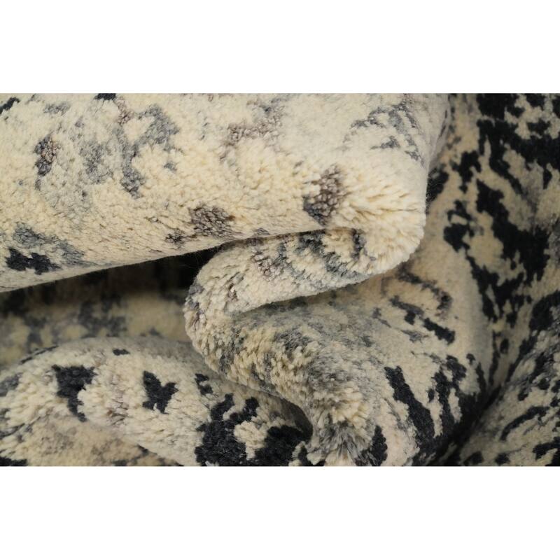 Hand Knotted Oriental 100% Wool Carpet Modern Medallion Beige & Ivories Gabbeh Area Rug - 7' 6'' X 5' 4''