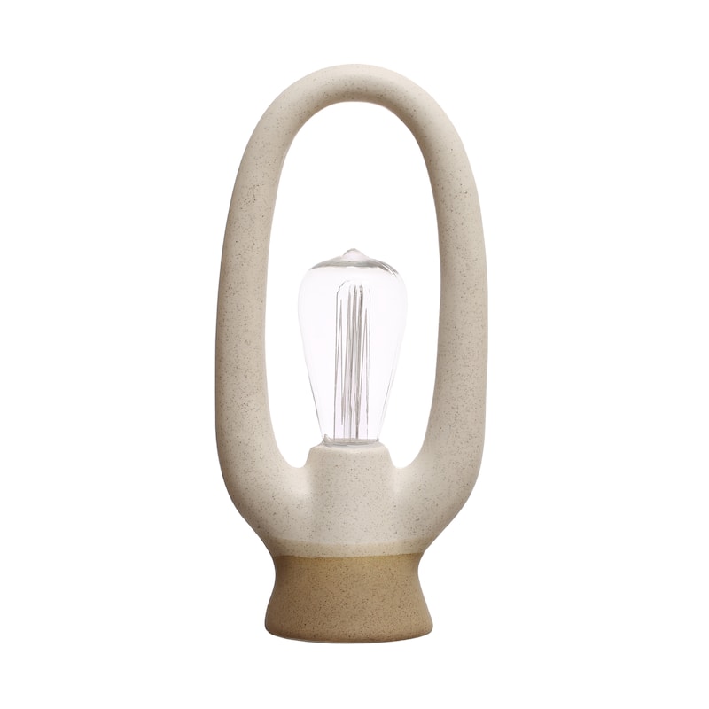 Stoneware LED Light with Reactive Glaze - 5.9"L x 3.8"W x 12.5"H