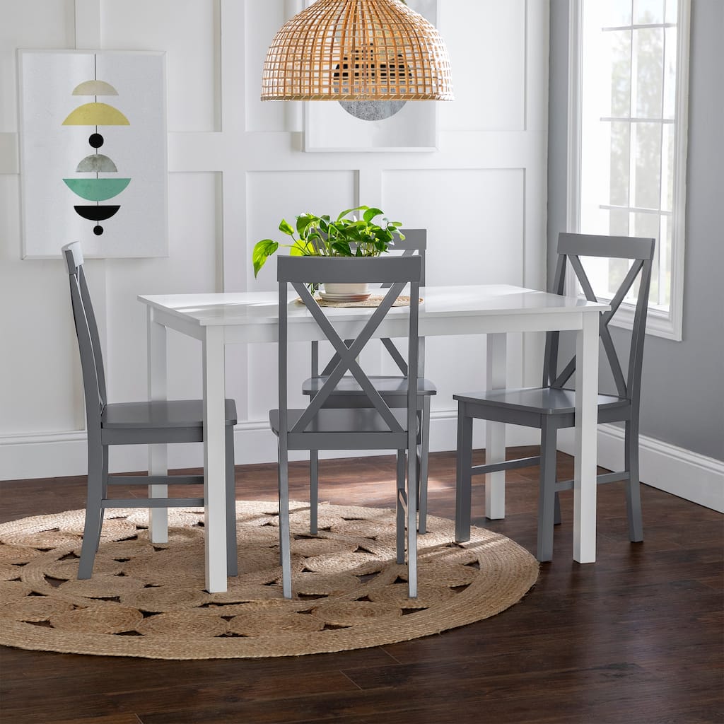 Walker Edison 5-Piece Dining Set with X-Back Side Chairs