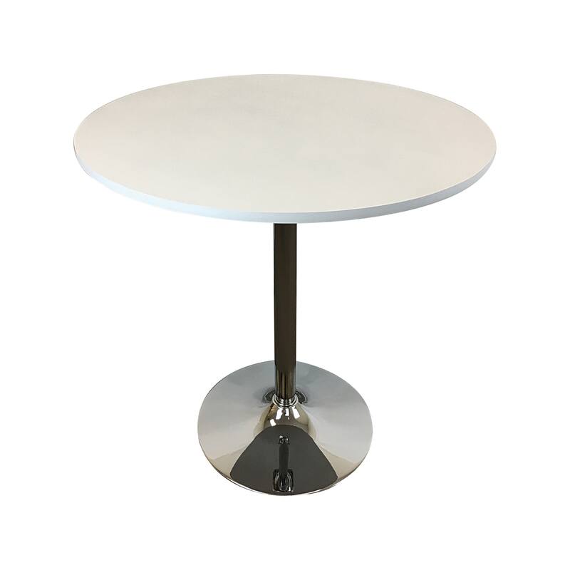 HomeRoots 36" Black and Silver Wood and Metal Pedestal Base Round Top Dining Table - 35.50 in. x 35.00 in. x 35.50 in.
