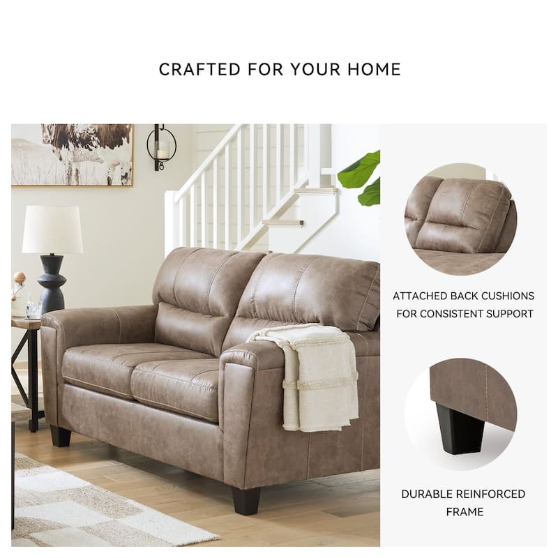 Signature Design by Ashley Navi Fossil Loveseat - 61" W x 38" D x 39" H
