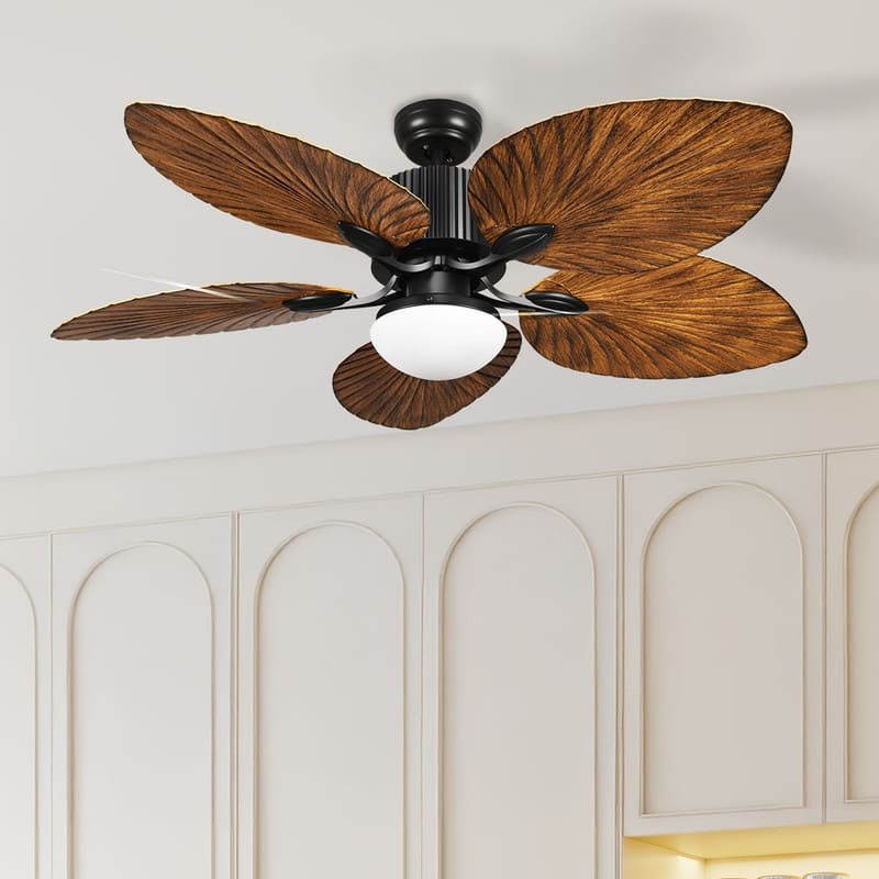 Moasis 52" Palm Leaf Ceiling Fan with Light Tropical Style with Remote