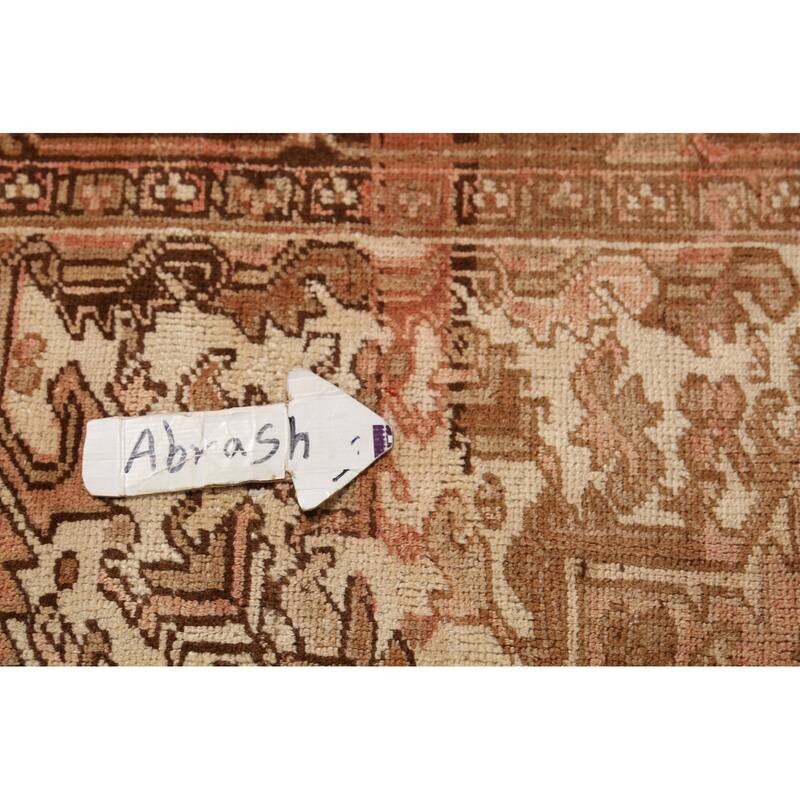 Pink Heriz Persian Vintage Area Rug Hand-Knotted Wool Carpet - 8'0"x 10'8"