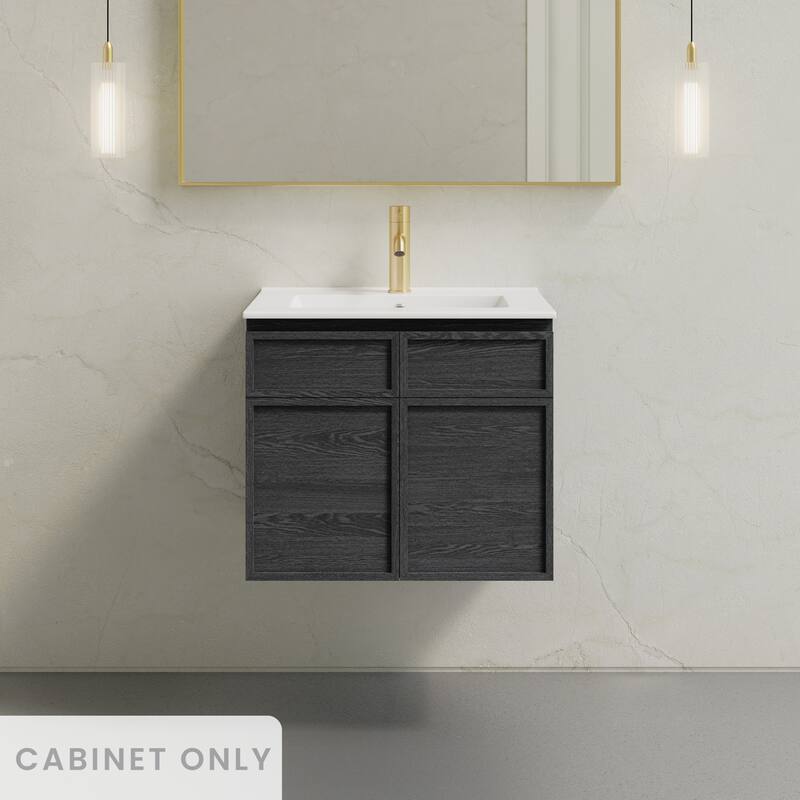 St. Tropez 24" Wall-Mounted Bathroom Vanity Cabinet Without Top In Black Oak - 24